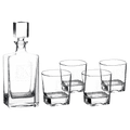 Polar Camel 810 mL Rectangle Glass Decanter Set with Four 8 oz. Rocks Glasses